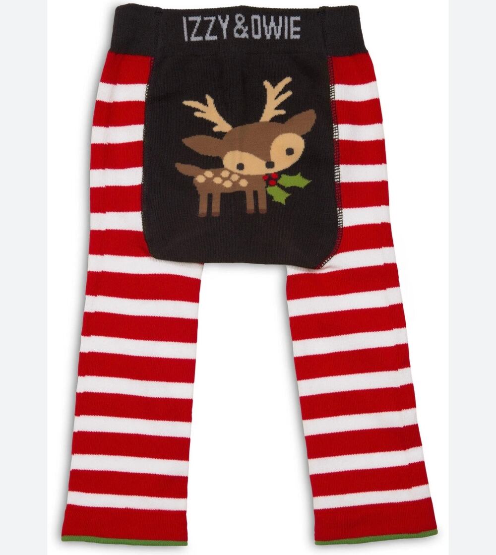 Izzy & Owie Reindeer Red White Striped Leggings Size 6-12 Months